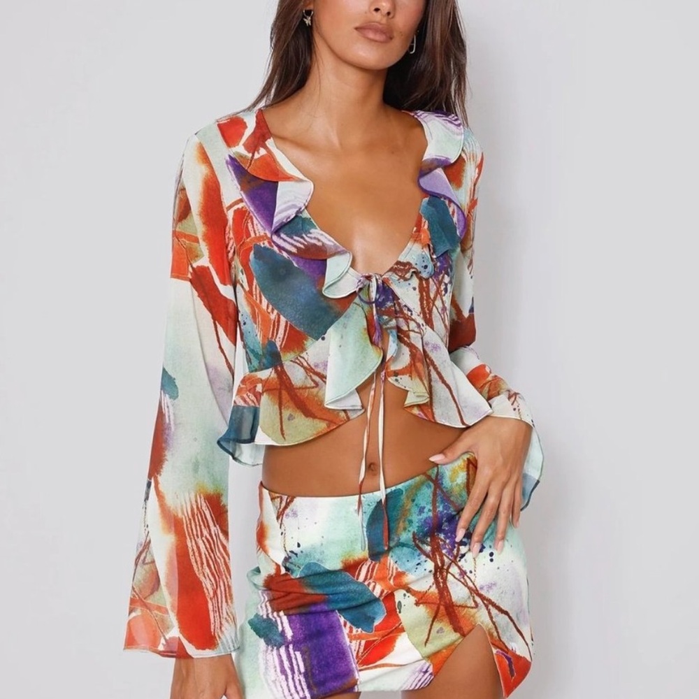 Tiger Mist Colorful Tie Top Tarvey Watercolor Top